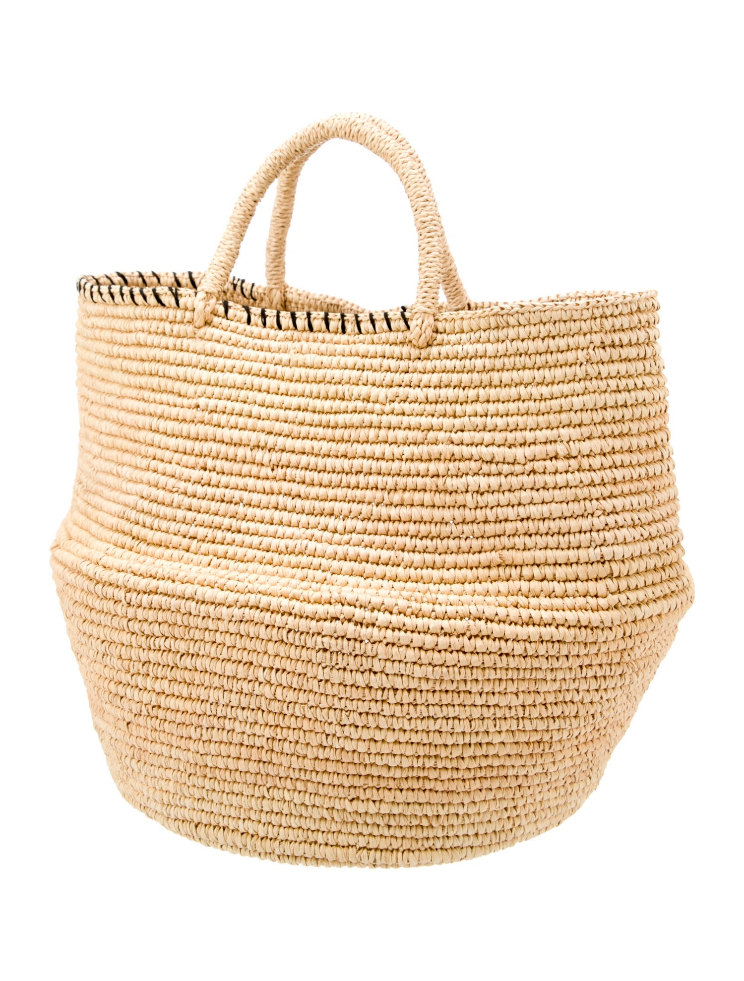 Artesano Whipstitch Raffia Handle Bag